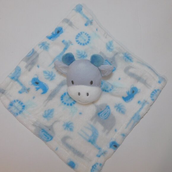 Baby Kiss White Blue Gray Giraffe Plush Security Blanket Baby lovey Nunu Soother - Picture 3 of 6